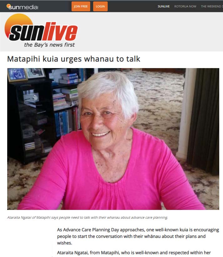 sunlive | Matapihi kuia urges whanau to talk