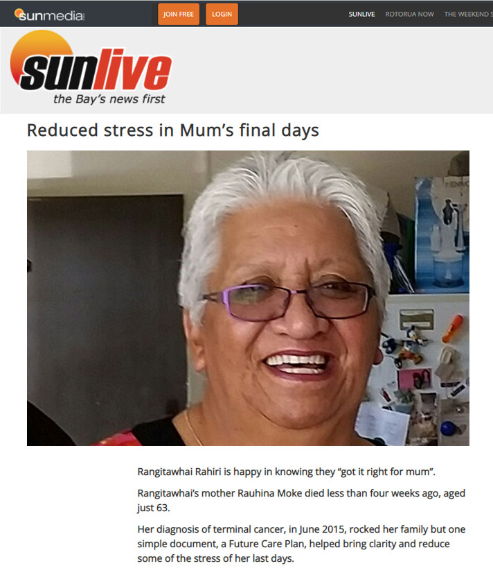 sunlive | Reduced stress in Mum's final days